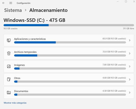 Ver espacio de almacenamiento en Windows