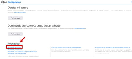 Recuperar archivos borrados en iCloud