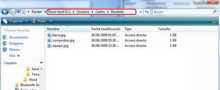 Eliminar archivos recientes en Windows Vista desde el Panel de Control