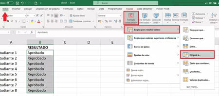 Cambiar el color de la letra usando el formato condicional en Excel