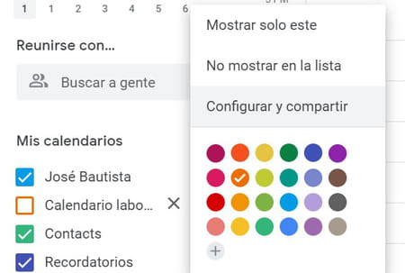 Compartir calendarios de Google Calendar