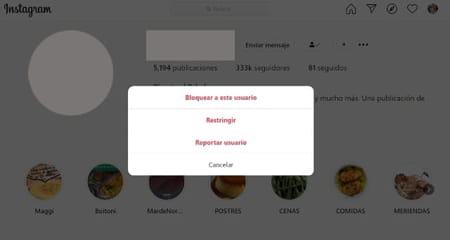 ¿Cómo bloquear a un usuario en Instagram desde tu PC?