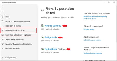 El firewall de Windows Defender