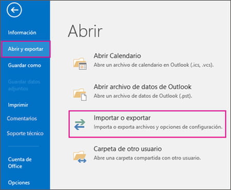 Exportar contactos de Outlook