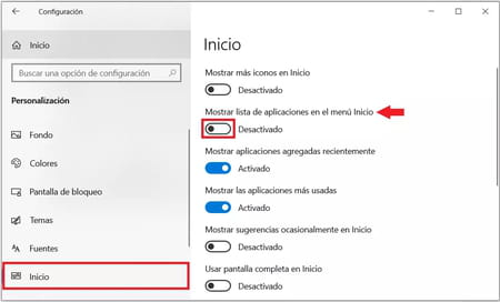 Cómo ocultar la lista de aplicaciones del menú Inicio 