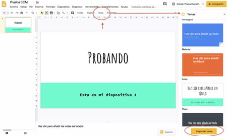 Cómo aplicar temas a una nueva presentación de diapositivas en Google Slides