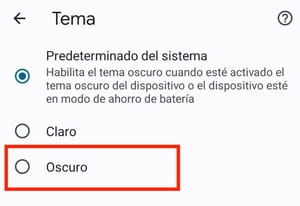 Activar modo oscuro en Android