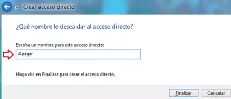 Crear un acceso directo para apagar Windows 10