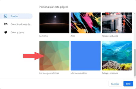 Cambiar el fondo en Chrome