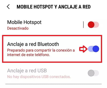 Compartir datos móviles desde Android por bluetooth