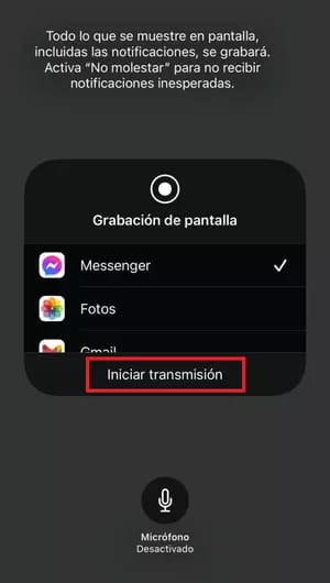 Grabar la pantalla del iPhone