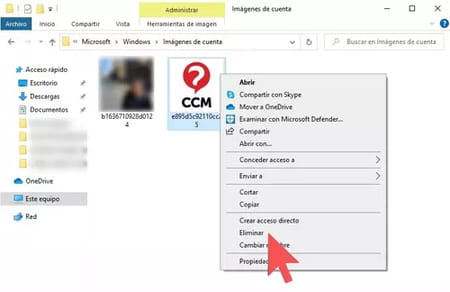 Eliminar una imagen de cuenta de usuario en Windows