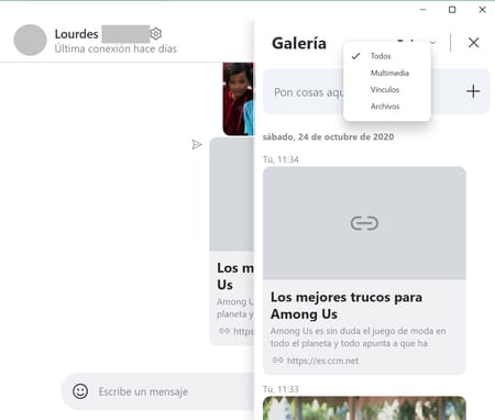 Encontrar los archivos recibidos en Skype