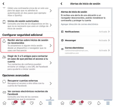 Cómo configurar las alertas de inicio de sesión en Facebook