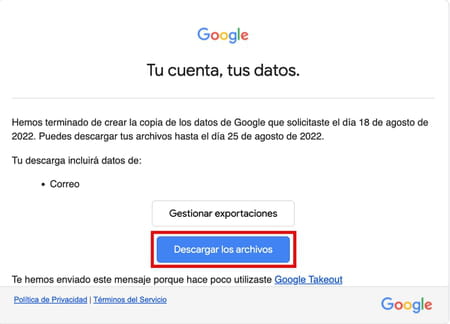 Cómo exportar correos de Gmail