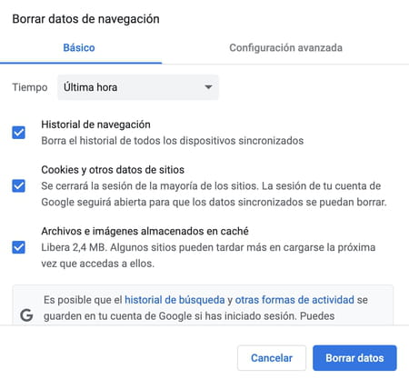 Cómo borrar el cache en Chrome