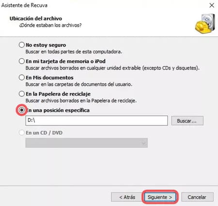 Recuperar archivos con Recuva