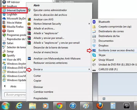 Cómo añadir el icono de Internet Explorer al Escritorio