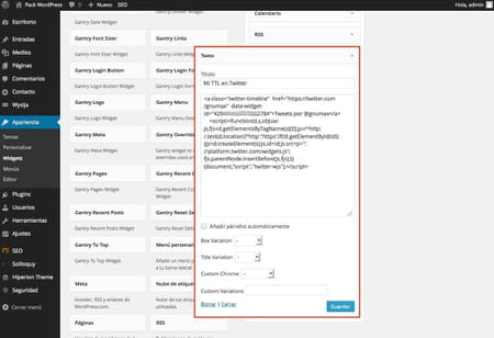 Cómo insertar un widget de Twitter en WordPress