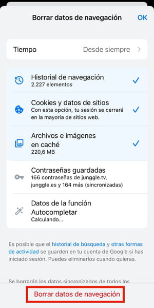 Cómo borrar la caché en Google Chrome