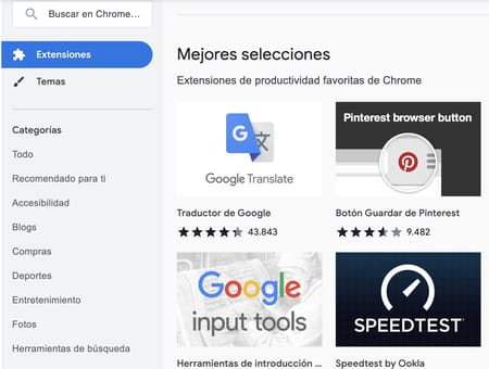 Cómo buscar extensiones en Google Chrome