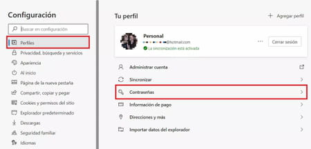 Ver contraseñas guardadas en Edge