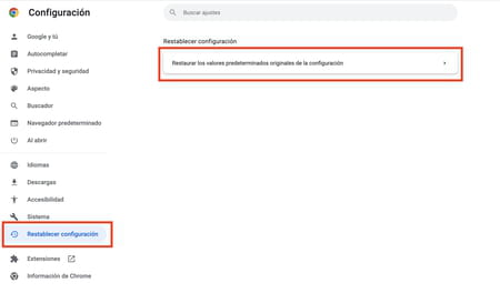 Restablecer la contraseña Google Chrome