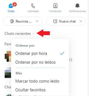 Modificar la organización de los mensajes no leídos en el chat de Outlook.com