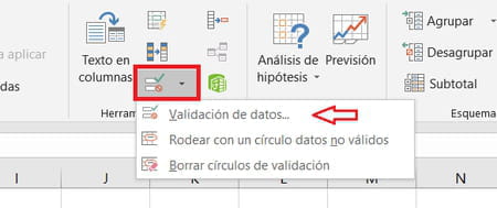 Insertar listas desplegables en Excel