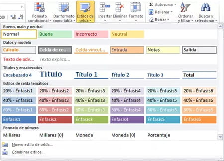 Interfaz de usuario en Excel