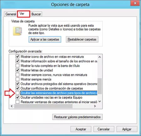 Cómo ver extensiones de archivos en Windows