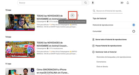 Cómo borrar el historial de YouTube