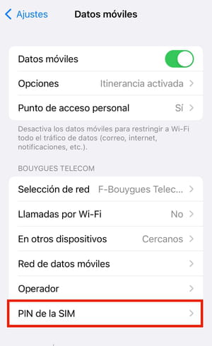 Cómo desactivar o cambiar el PIN de la SIM en iPhone