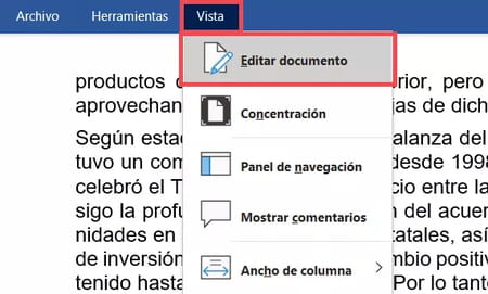 Ver la pantalla completa en Word en versiones recientes de Office desde la cinta de opciones