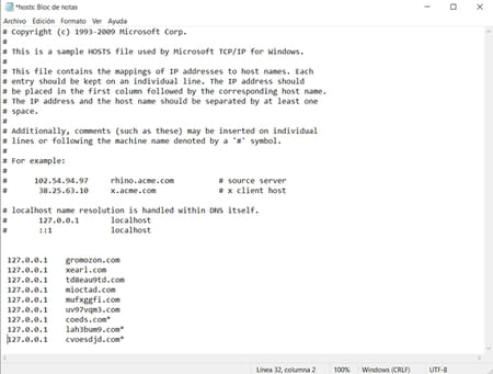 Modificar archivo hosts en Windows