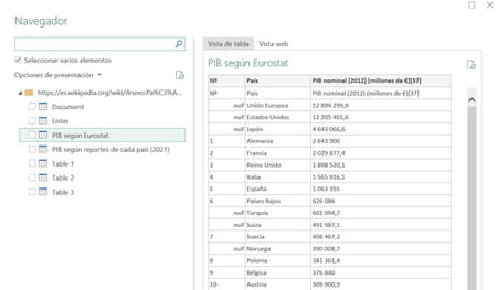 Importar datos desde web en Excel