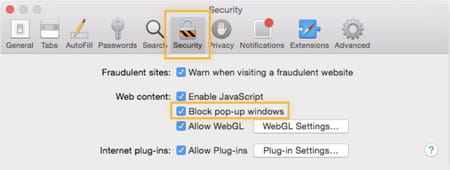 Bloquear ventanas emergentes en Safari