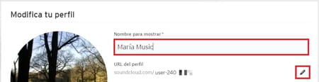 Cambiar nombre y URL de SoundCloud en el navegador web