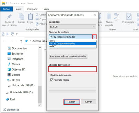 Cómo formatear una memoria USB en Windows