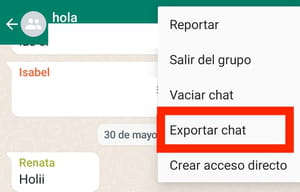 Cómo exportar chat o conversación de WhatsApp