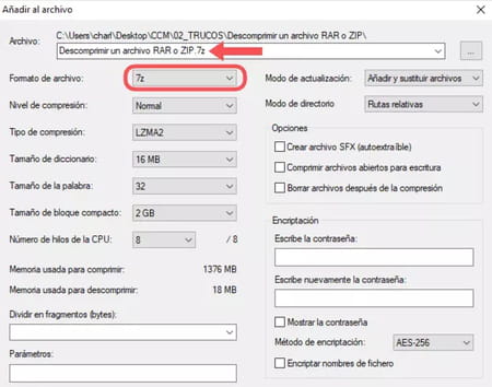 Cómo comprimir con 7-Zip