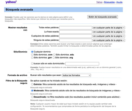 Cómo hacer una búsqueda avanzada en Yahoo