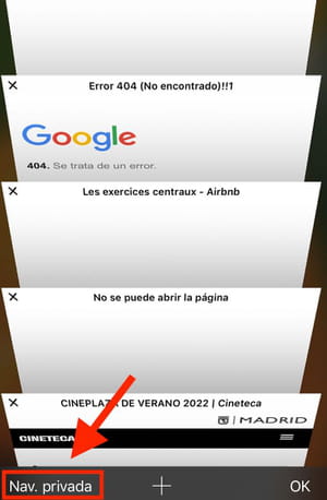 Navegar en modo privado en iPhone