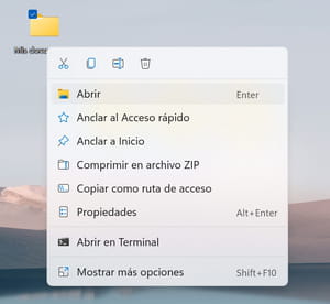 Botón derecho sobre carpeta