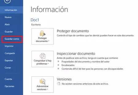 Convertir Word en PDF con Microsoft Word