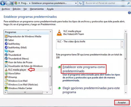 Hacer un programa predeterminado en Windows 7