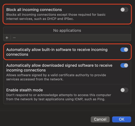 Firewall settings Airdrop not working