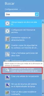 Liberar espacio en disco en Windows 8.1