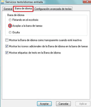 Anclar barra de idiomas en Windows 7