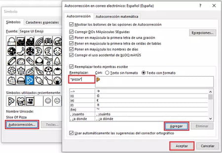 Insertar emoticonos con caracteres personalizados en Outlook